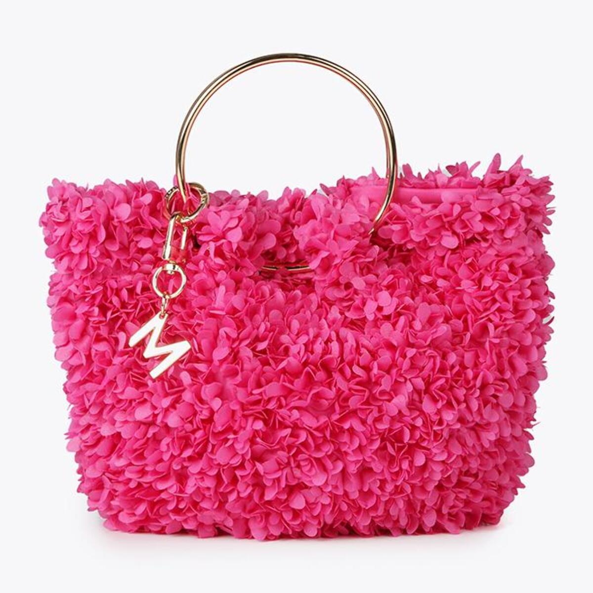 Mini borsa manici in metallo tessuto a fiori