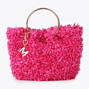 Mini borsa manici in metallo tessuto a fiori