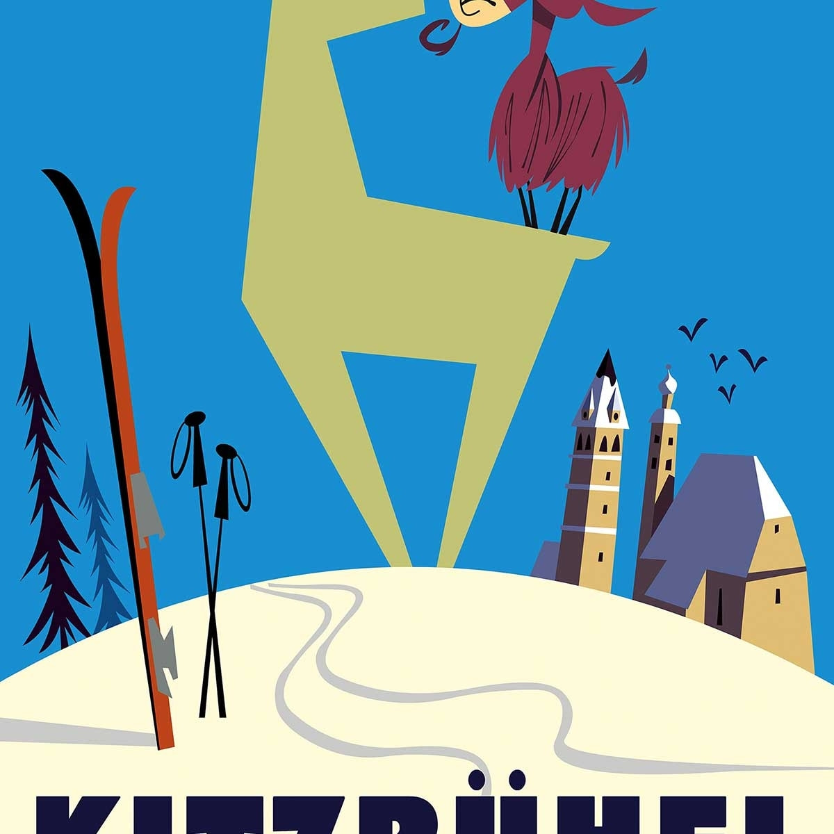 Poster de bisous de kitzbuhl Affiche sous cadre bois