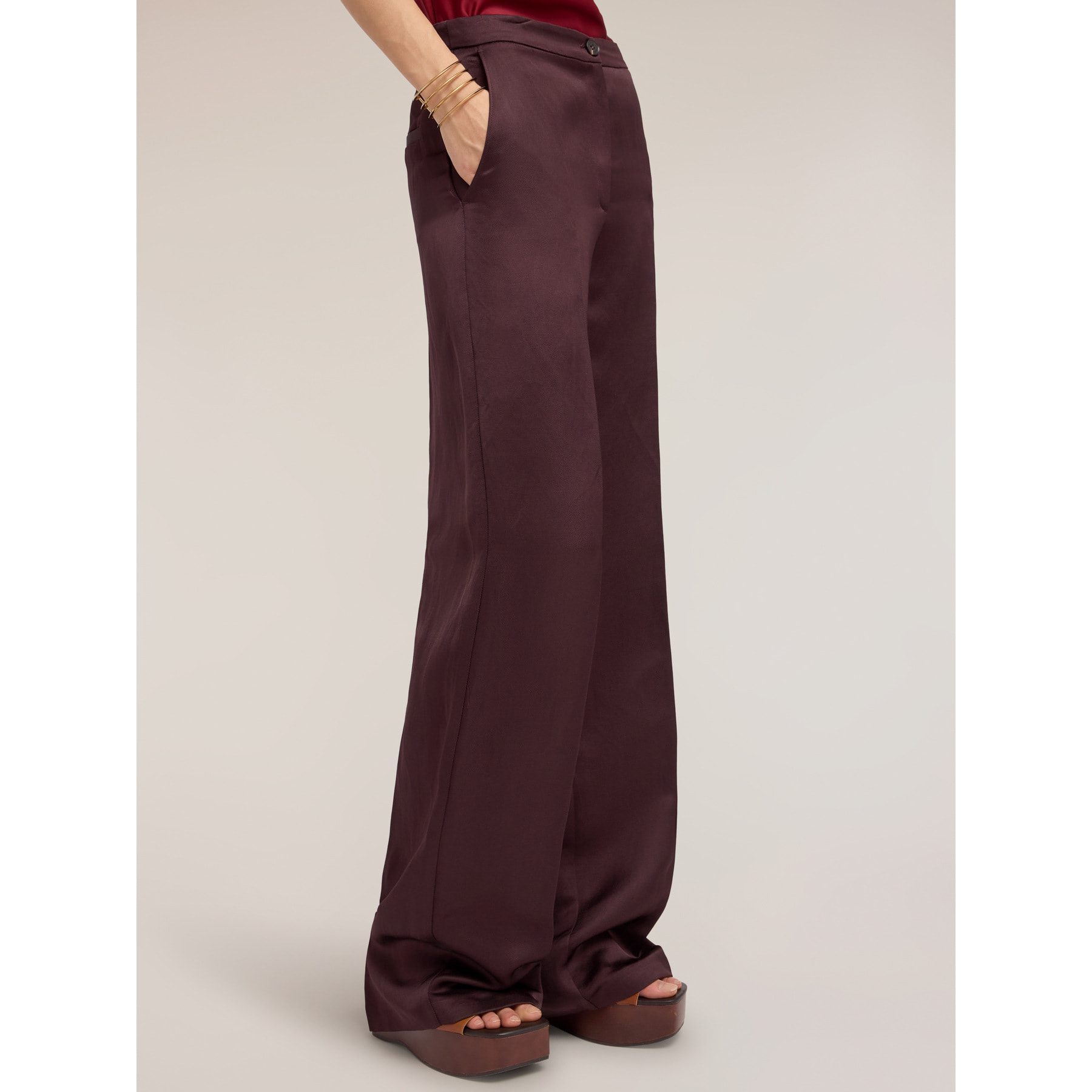 Motivi - Pantalones palazzo de mezcla de lino - Marrón