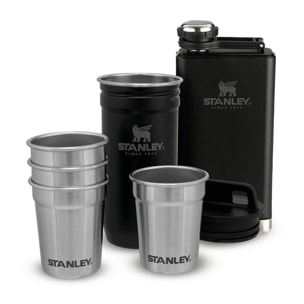 Pre-Party Shot Glass + Flask Set - Matte Black Pebble