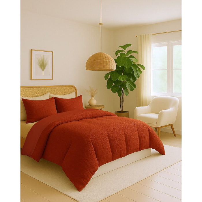 Parure housse de couette gaze de coton ocre