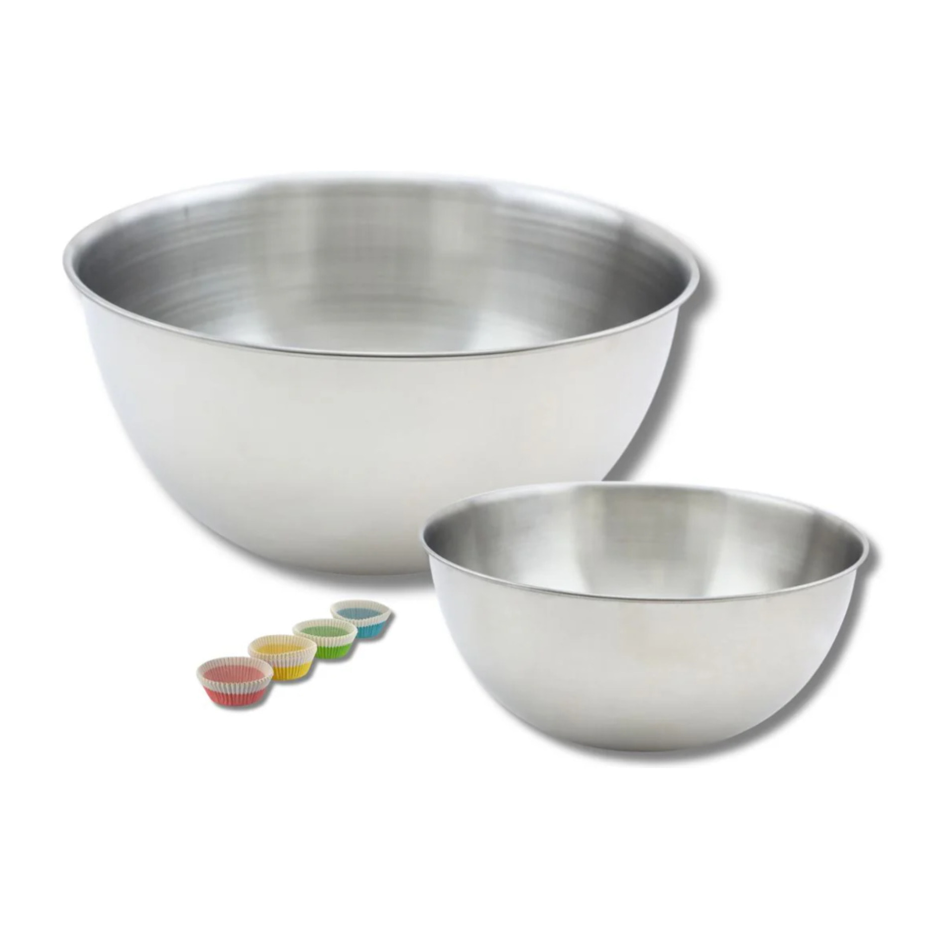 Ensemble avec 1 Lot de 100 barquettes alimentaires jetables en papier, 1 spatule Zenker et 2 bols à mixer en inox Fackelmann