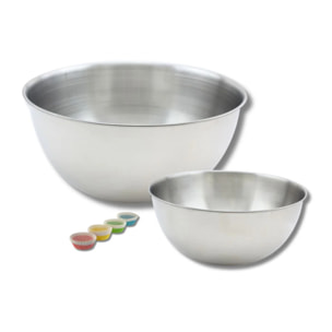 Ensemble avec 1 Lot de 100 barquettes alimentaires jetables en papier, 1 spatule Zenker et 2 bols à mixer en inox Fackelmann