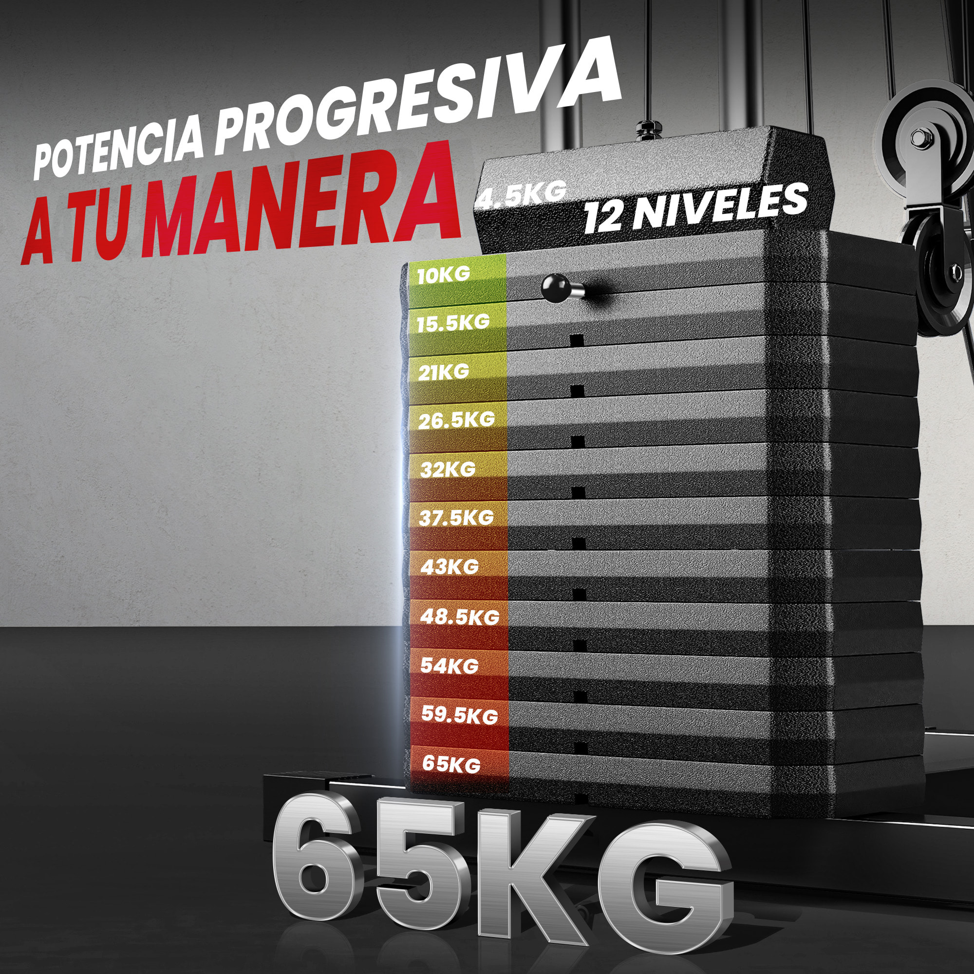 Multiestación Musculación, Máquina de Musculación con Prensa de Pecho, Placas de Peso 65 kg, Curl de Piernas y Brazos, Polea Mariposa, Carga 100 kg para Entrenamiento Casa Gimnasio Negro