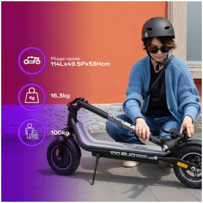 Trottinette Électrique UrbanGlide Ride 100 MAX 2 – 350W, 25 km/h, 10 pouces, Autonomie 25 km, Adulte, Freins à disque