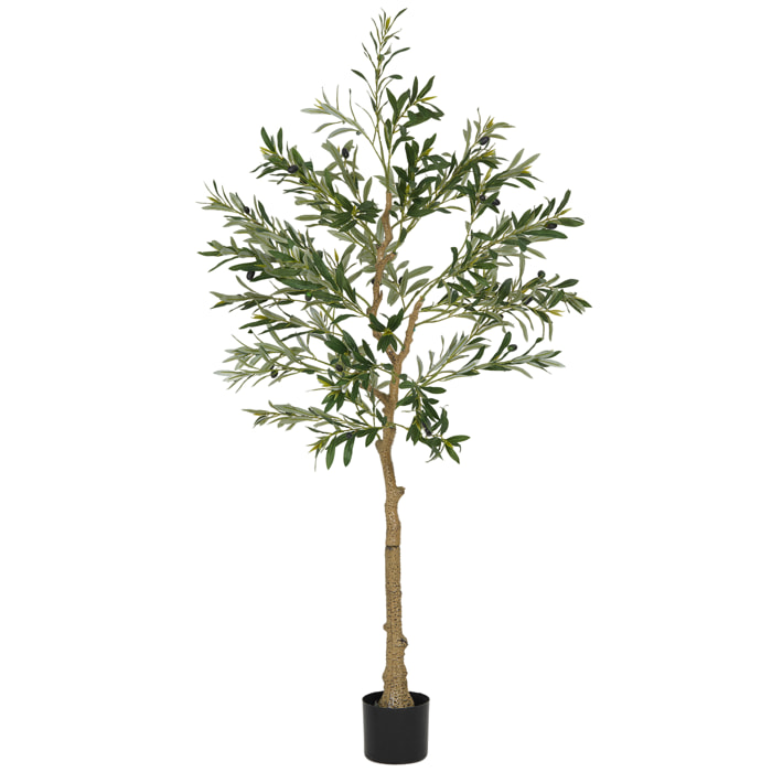 Planta Artificial Decorativa Grande 150 cm Olivo Artificial Árbol Sintético de Interior con 32 Aceitunas Decoración para Hogar Oficina Balcón Dormitorio Verde
