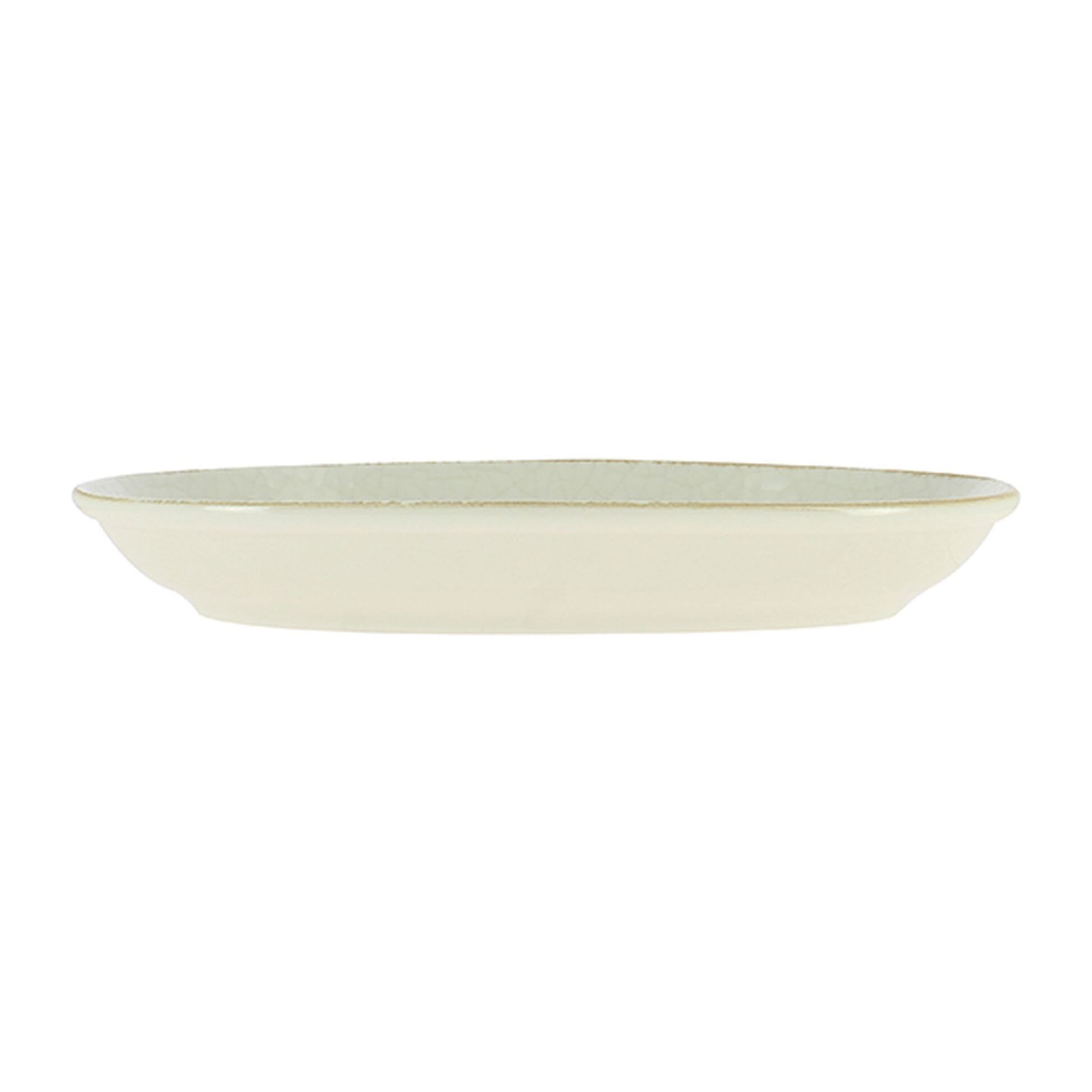Lot de 6 assiettes ovales en porcelaine blanche et liseré beige 23,5cm NUANCE