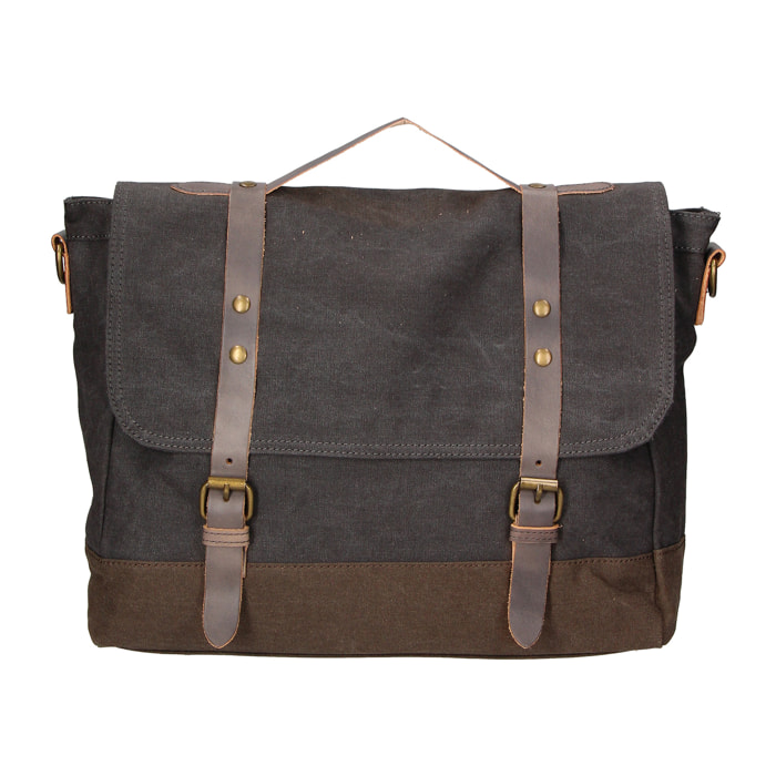 Borsa a mano unisex Minerva in Canvas e pelle Borsa Fashion 30x40x12 cm