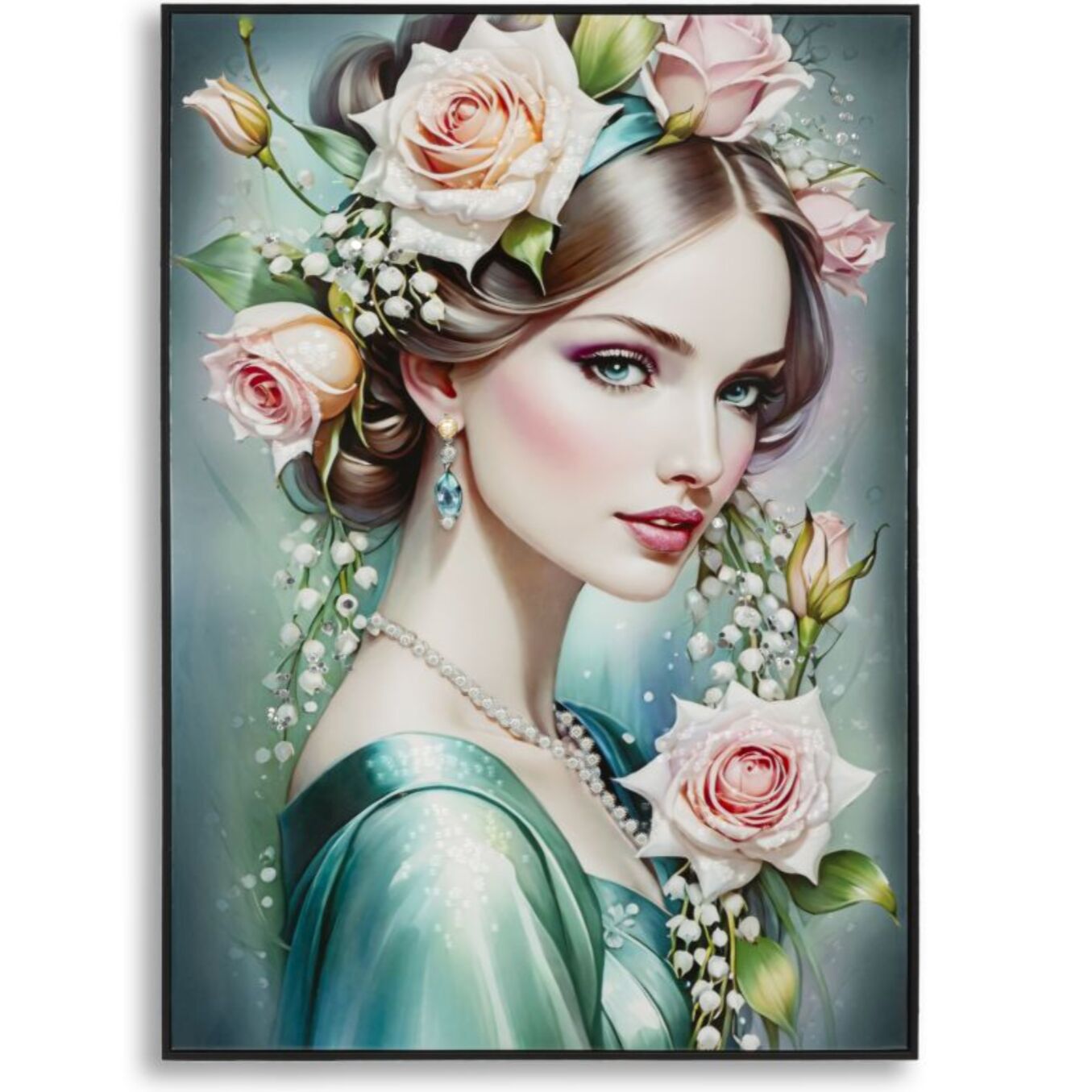 DIPINTO SU TELA LACCATO FANTASY C/CORNICE -A- CM 72X4X102