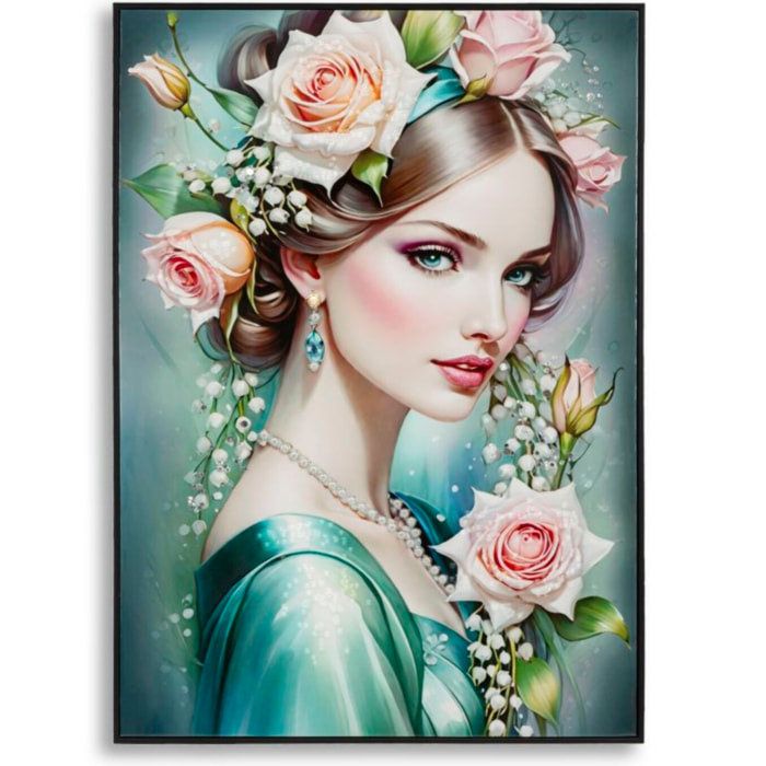 DIPINTO SU TELA LACCATO FANTASY C/CORNICE -A- CM 72X4X102