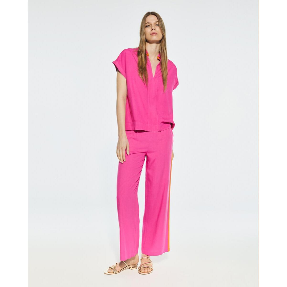 Blusa fluida bicolore