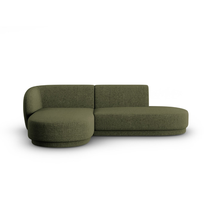 Canapé d'angle modulable gauche "Lionel" 4 places en chenille vert chiné