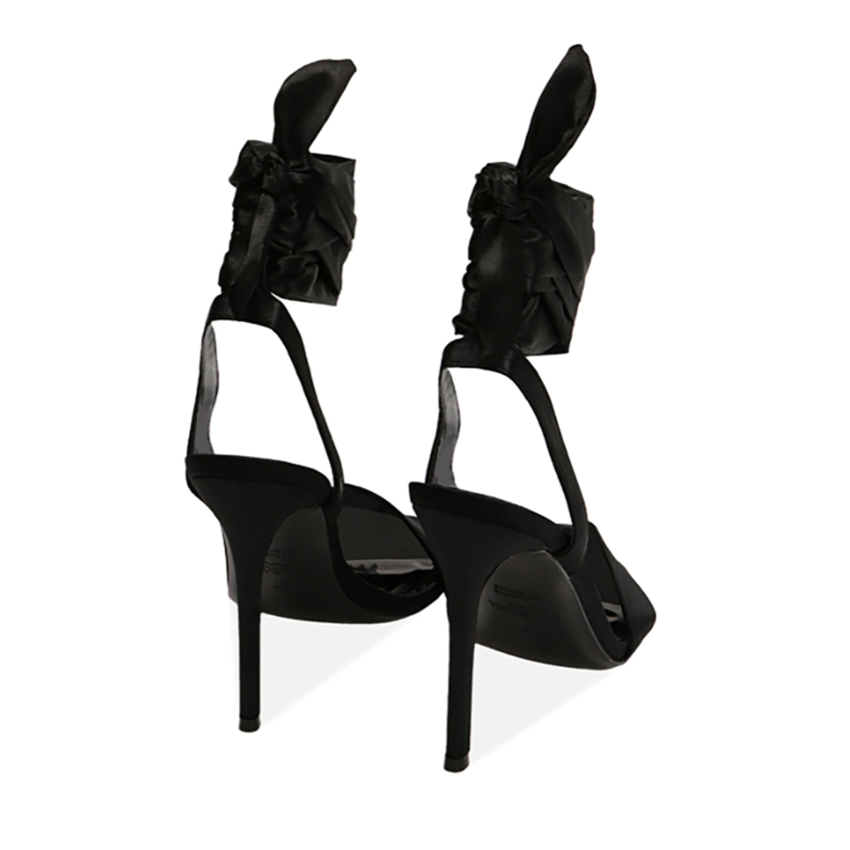 Sandali lace-up neri in raso, tacco 10,5 cm