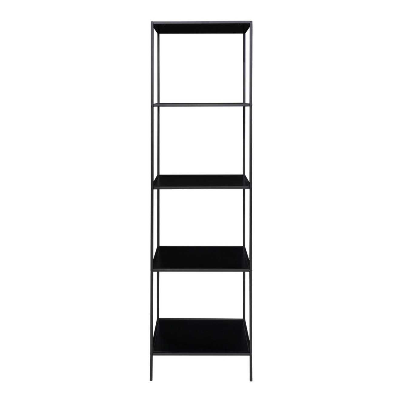 Libreria Vita a 5 ripiani in nero con struttura in acciaio, 51×36×170 cm
