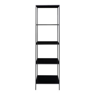 Libreria Vita a 5 ripiani in nero con struttura in acciaio, 51×36×170 cm