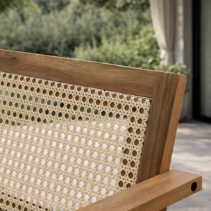Salon de jardin 4 places en acacia et cannage HOA