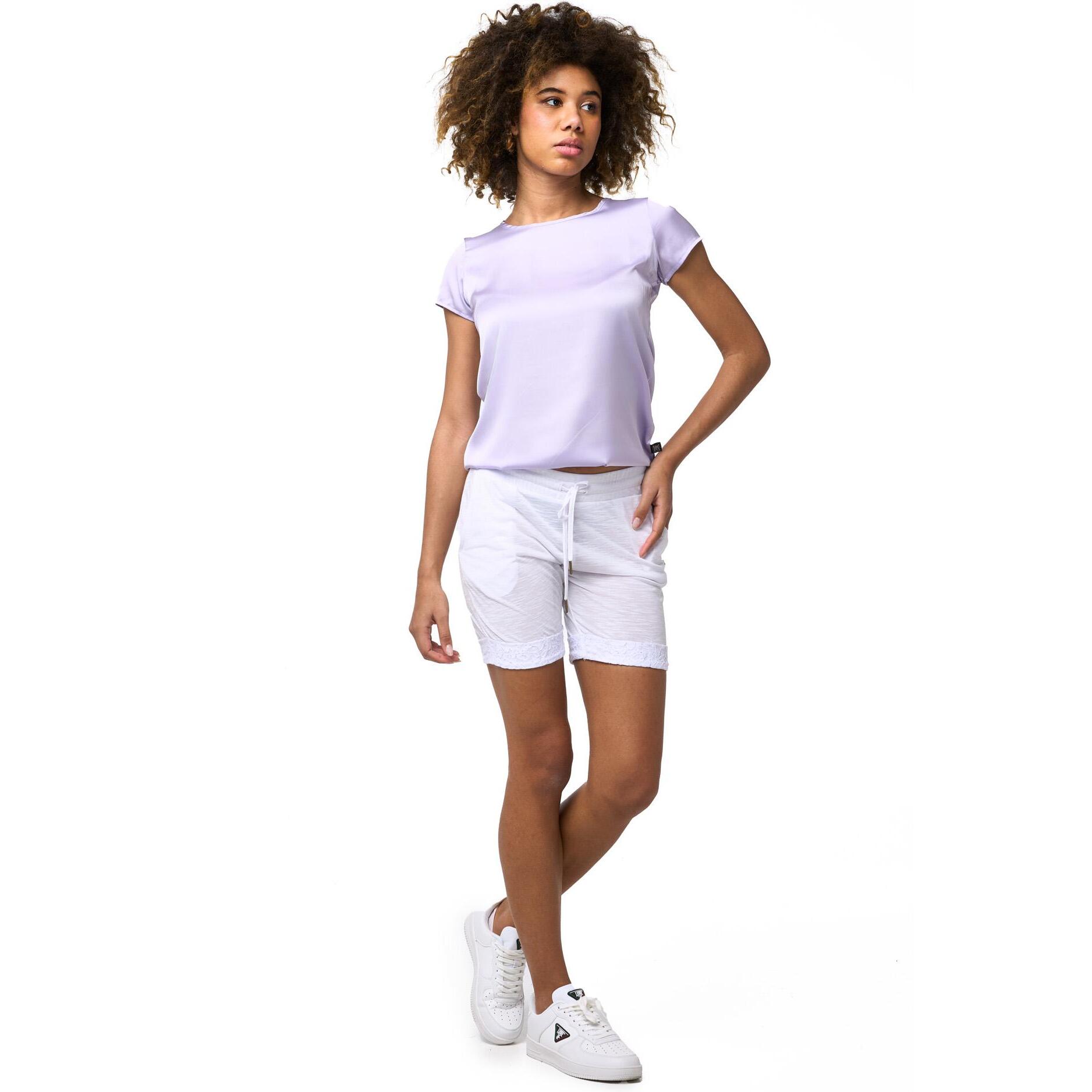 Shorts Leone 1947 Apparel con cintura elástica y detalles de encaje. Femeninos y cómodos.