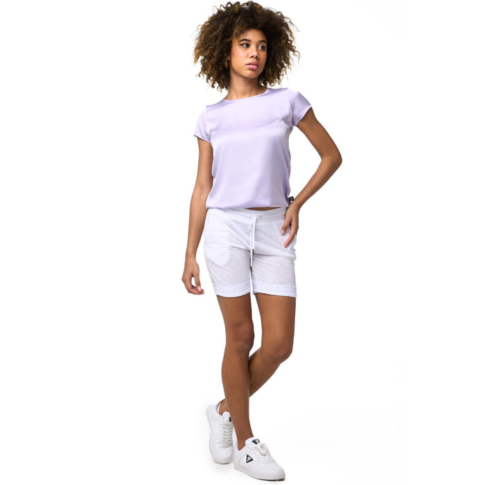 Shorts Leone 1947 Apparel con cintura elástica y detalles de encaje. Femeninos y cómodos.