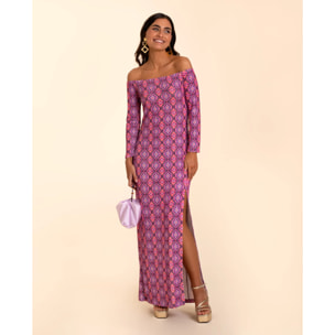 Vestido midi con escote bardot
