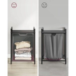 Cesto Biancheria Loft con Ripiano e Sacco Estraibile Grigio