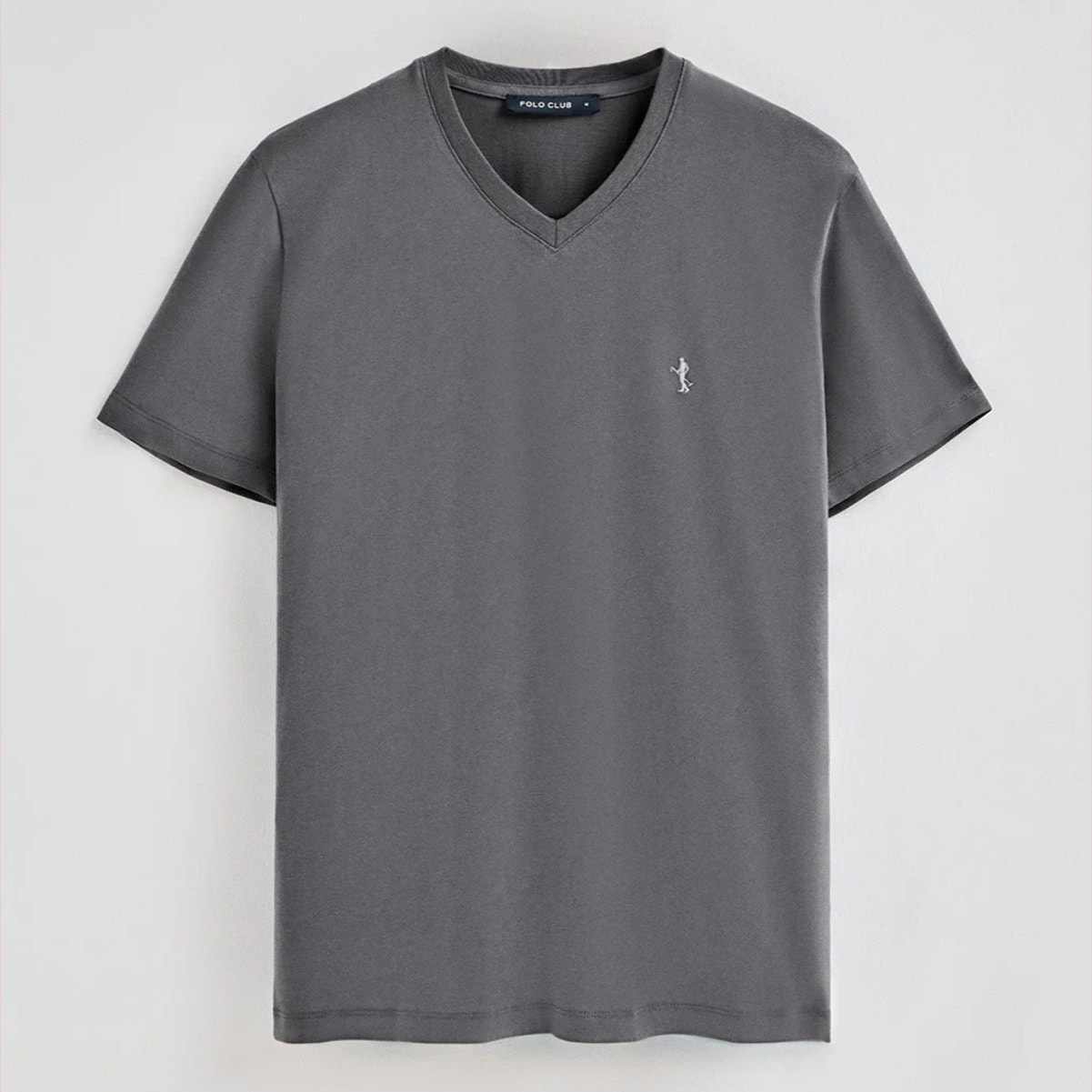 Maglietta asfalto a maniche corte e scollo a V con ricamo Rigby Best