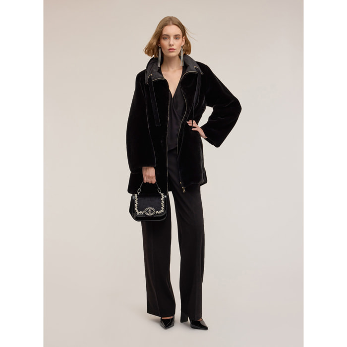 Motivi - Cappotto effetto peluche reversibile - Nero