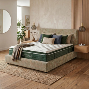 Ensemble matelas Jade & lit coffre Colisée | Mémoire de forme et ressorts ensachés | Grande capacité de stockage | Velours côtelé | Gris clair