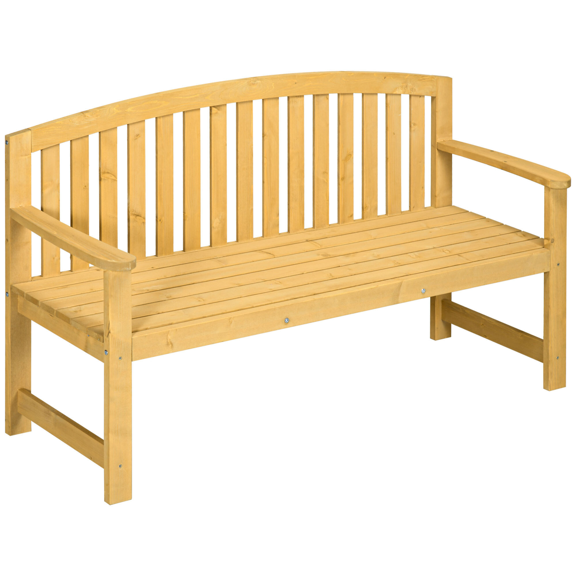 Banco de Jardín de 2 Plazas Banco Exterior de Listones de Madera con Respaldo y Reposabrazos para Terraza Balcón Patio Carga 240 kg 143x51x85 cm Natural