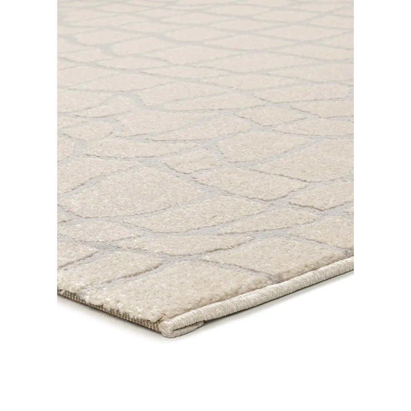 BARESA Alfombra moderna con relieve en tonos crema y gris, varias medidas disponibles