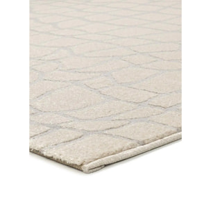 BARESA Alfombra moderna con relieve en tonos crema y gris, varias medidas disponibles