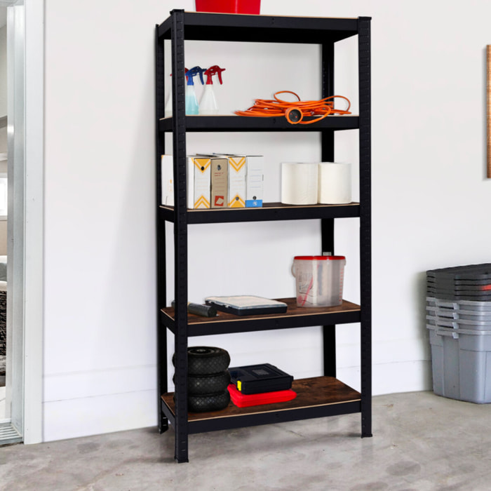Etagère charge lourde 180cm - Bois aspect vieilli / Noir