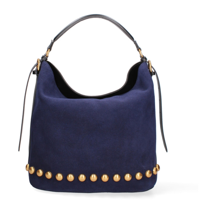 Borsa a spalla da donna Made in Italy - Modello Seraphina Plus - Pelle scamosciata - 31.0 x 31.0 x 15.0 cm