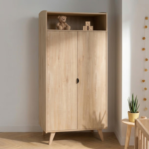 Chambre bébé 3 pièces Mia, Lit bébé 120x60, Commode à langer, armoire 2 portes et 1 niche