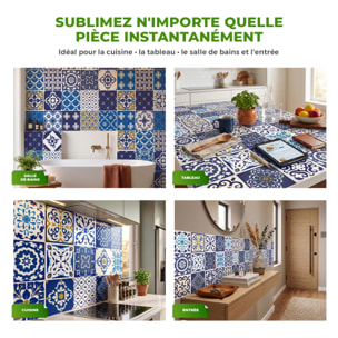 Stickers muraux - Sticker Mural Carrelage adhésif Cuisine Salle de Bain - 12 STICKERS CARRELAGES AZULEJOS JANEIRO