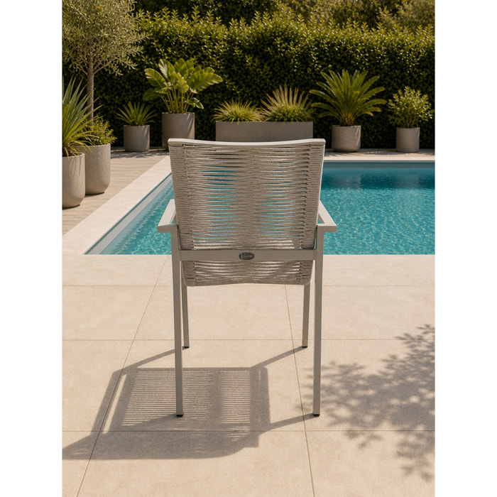 MEXICO - Fauteuil de jardin en aluminium et corde tissée