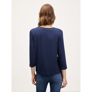 Motivi - Camiseta basic bimaterial - Azul