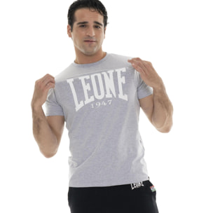 Camiseta de manga corta de algodón elástico con gran logo "Basic"