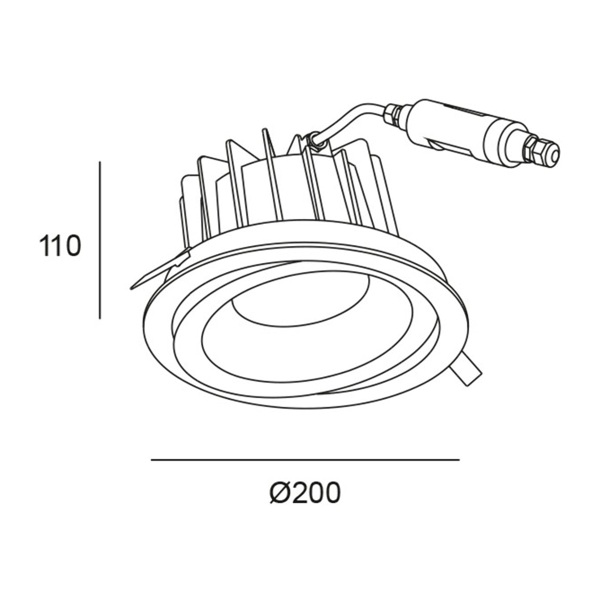 LEDS C4 Downlight IP66 Dako Adjustable ø200mm LED 20 Blanco cálido - 3000K ON-OFF Negro 1821lm