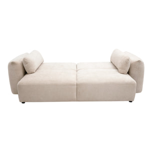 Canapé convertible 4 places avec coffre en tissu velours chenille beige SWELL