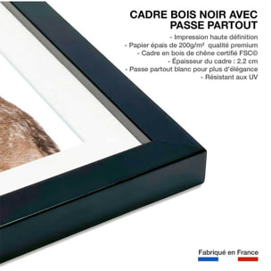 Affiche enfant bébé biche  Affiche sous cadre noir