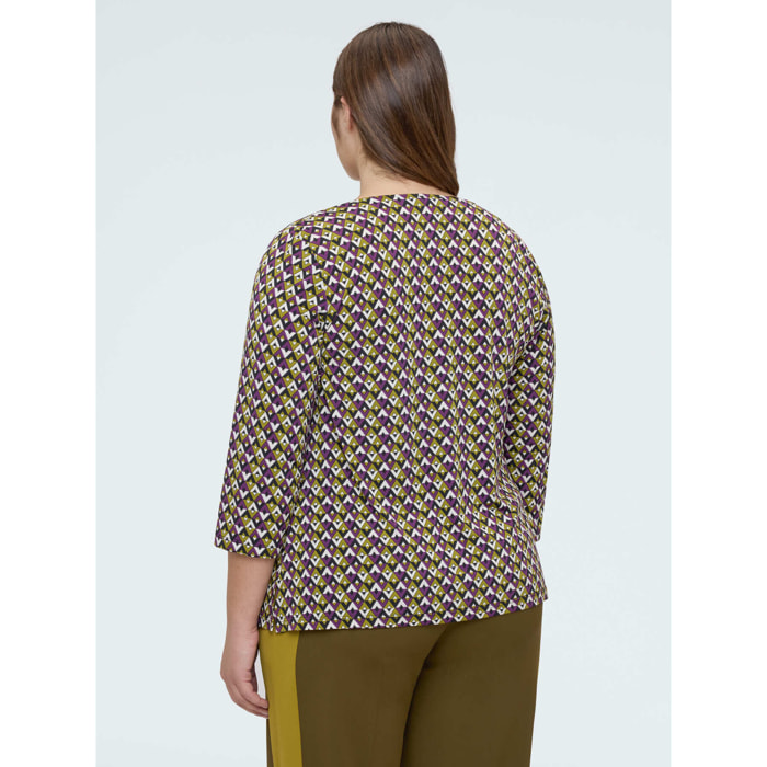 Fiorella Rubino - Camiseta de jersey con estampado geométrico - Negro