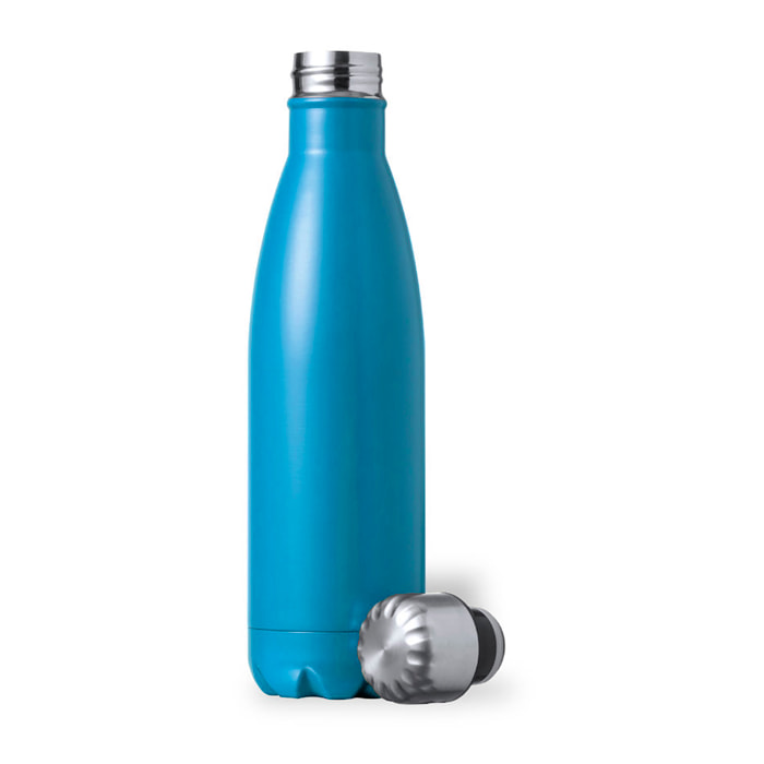 Bidón térmico de 550 ml de capacidad en acero inox de doble pared. Con tapón a rosca y libre de BPA.