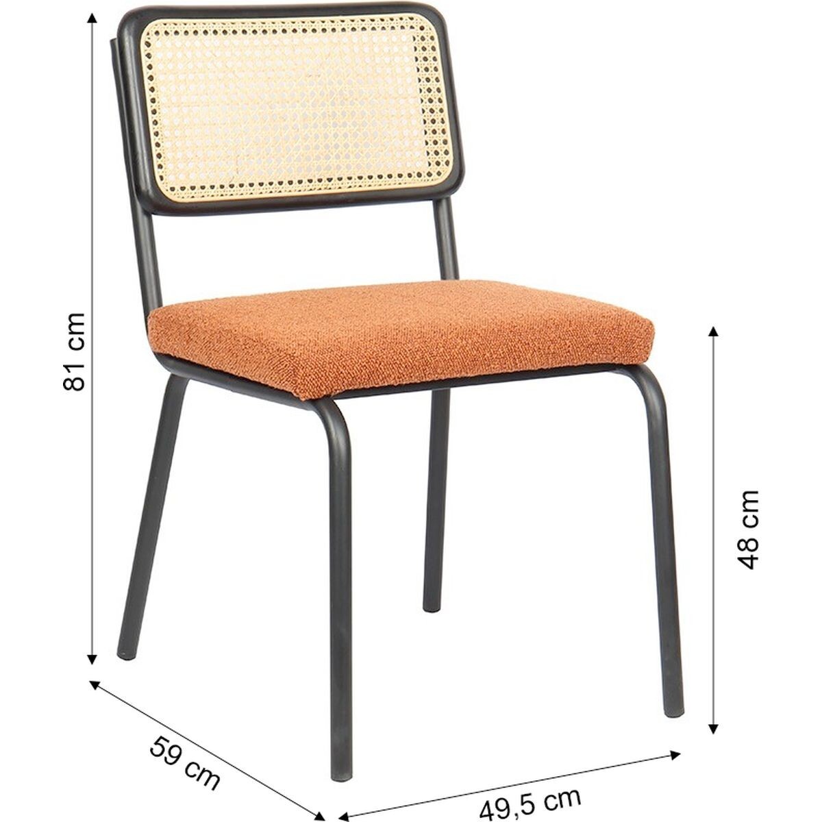 Lot de 2 chaises noires, cannage et tissu bouclé - PAULA