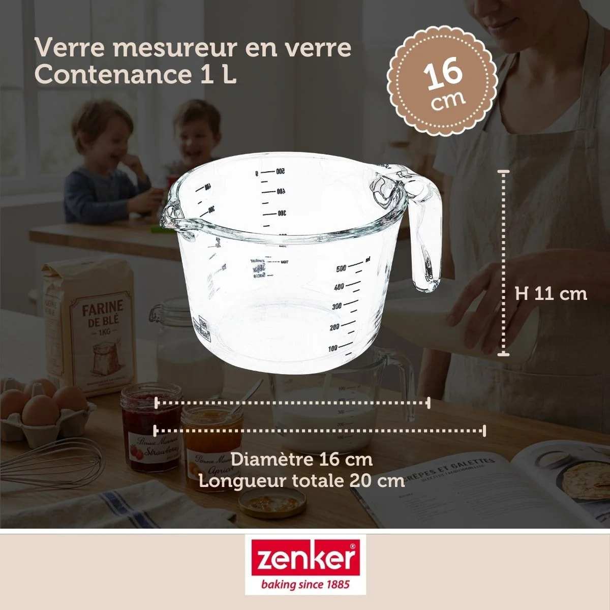Verre à mesurer en borosilicate 1L Zenker