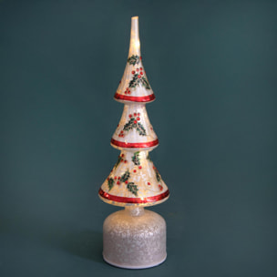 Albero con agrifoglio e led+mov - Pezzi 2 - BIANCO - Bianchi Dino SpA