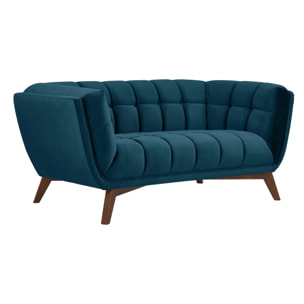 Canapé.2 places en velours bleu foncé - Mona