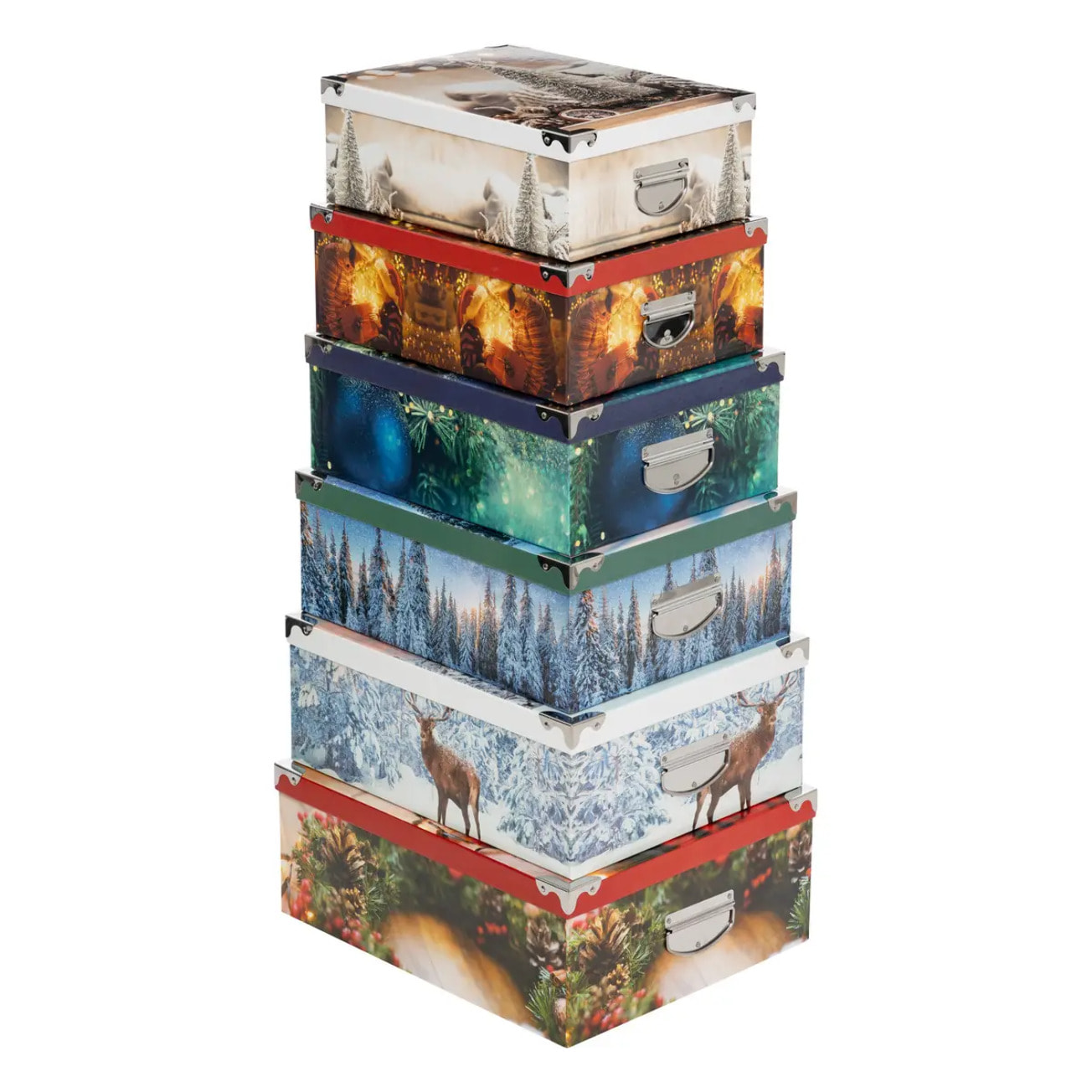 Lot de 16 boîtes rectangles imprimées tradition