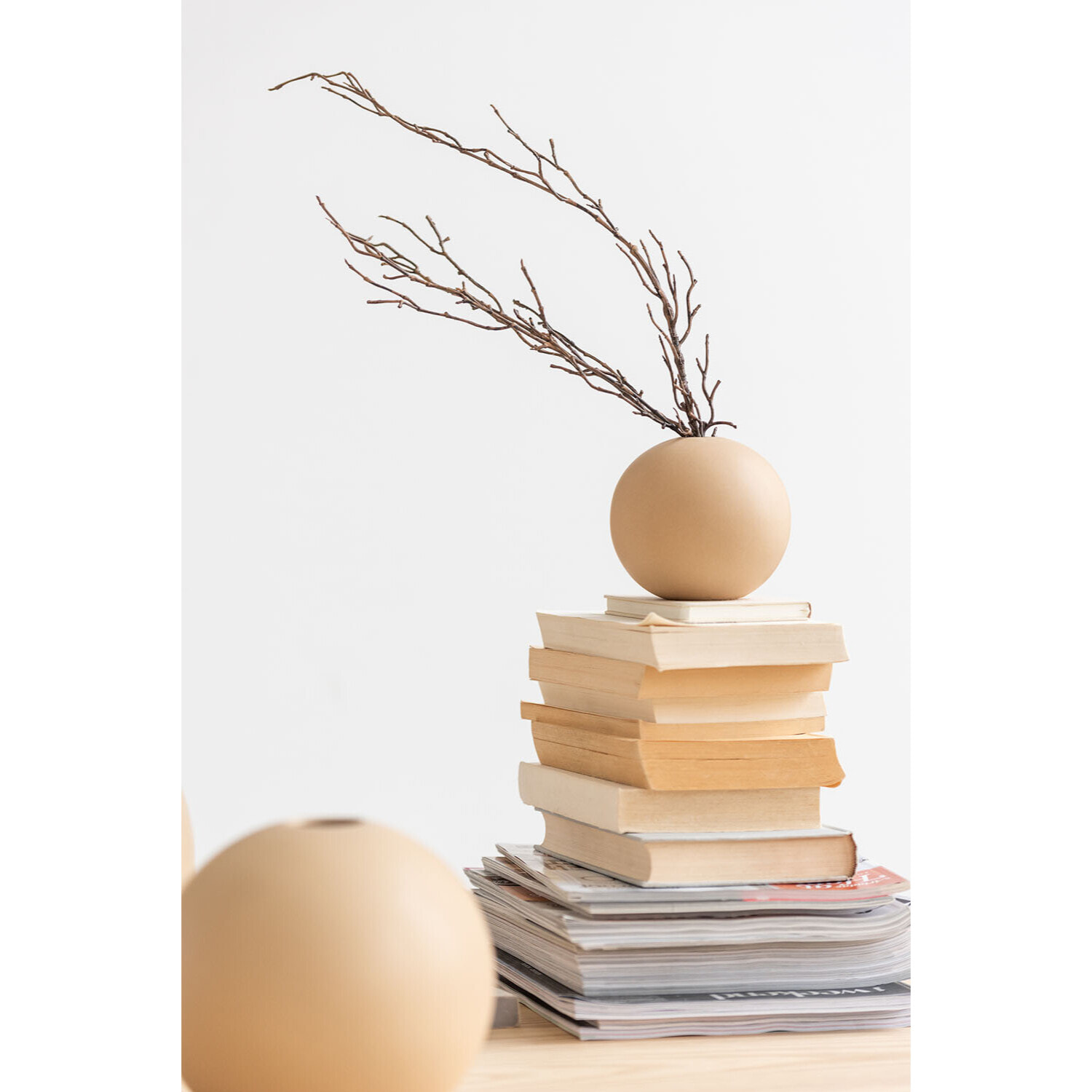 J-Line vase Boule - céramique - beige - medium - Ø 18 cm