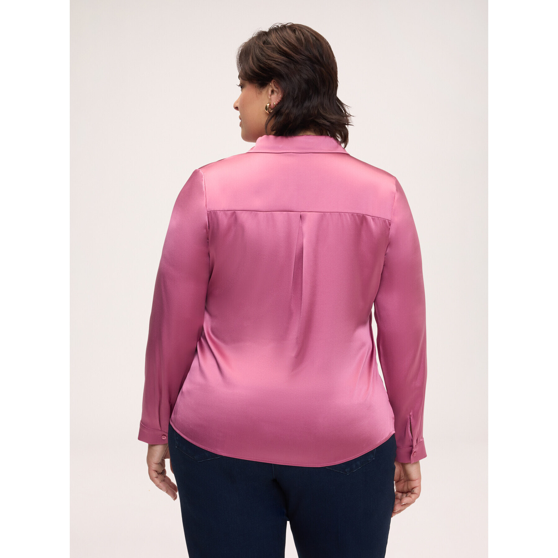 Fiorella Rubino - Camisa de seda elástica con cuello clásico - Rosa